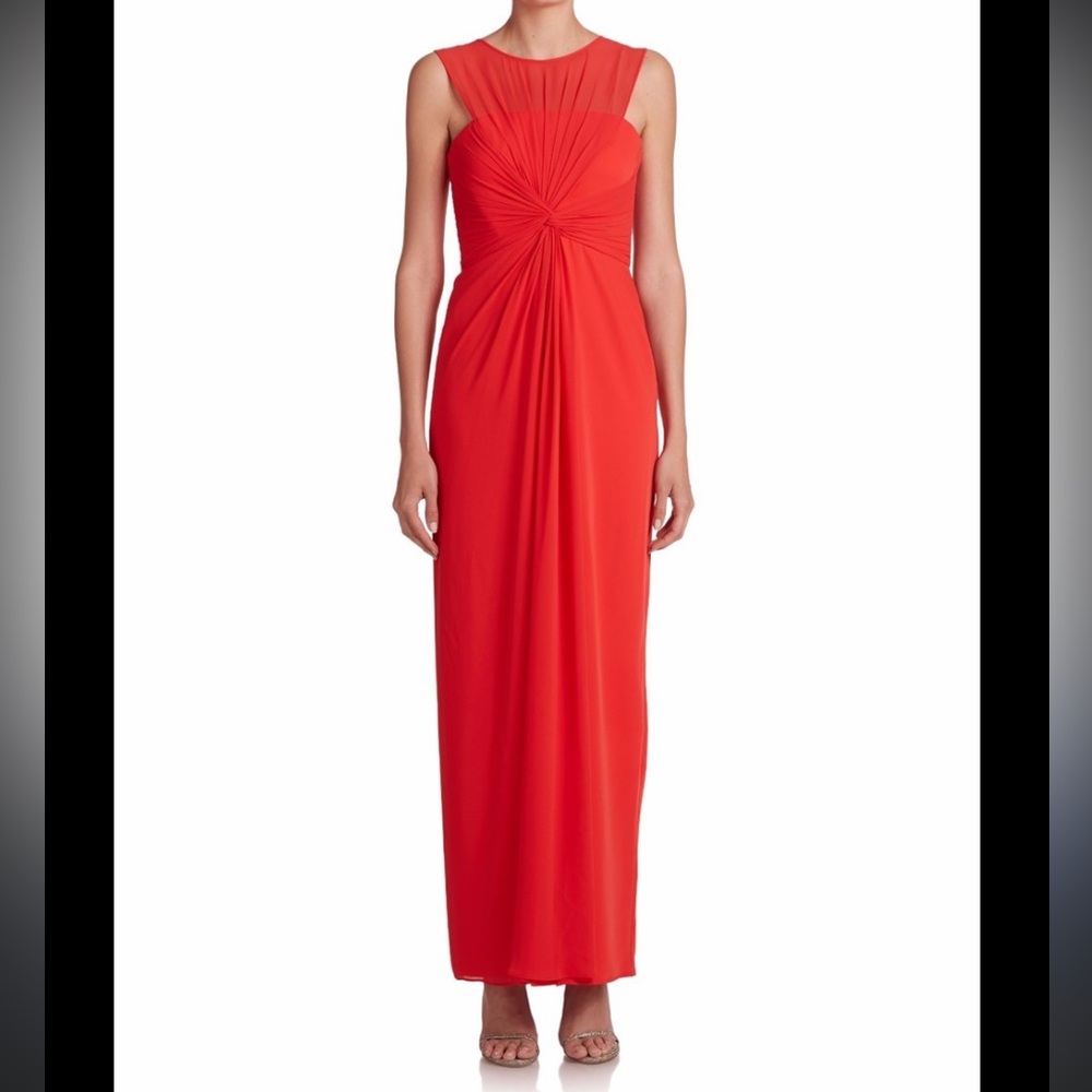BCBGMaxAzria Vibrant Red Gathered Maxi Dress